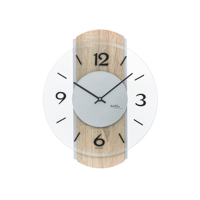 Wanduhr Holzgehäuse Sonoma mit Aluminium-Auflagen