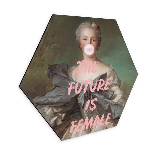 Hexagon Wandbild Die Zukunft ist weiblich - Grace Digital Art - Alu-Dibond