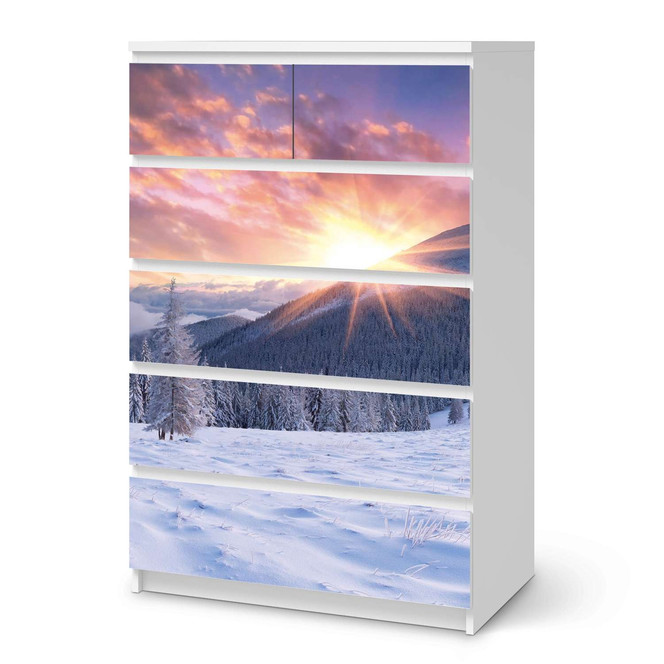 Möbel Klebefolie IKEA Malm Kommode 6 Schubladen (hoch) - Zauberhafte Winterlandschaft- Bild 1