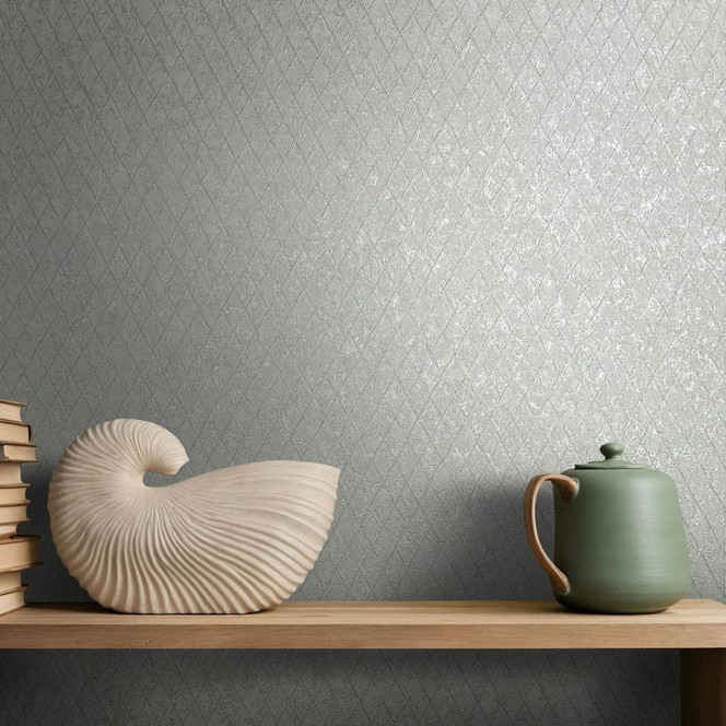 Vliestapete in Grau Rautenoptik Grafisch Geometrisch