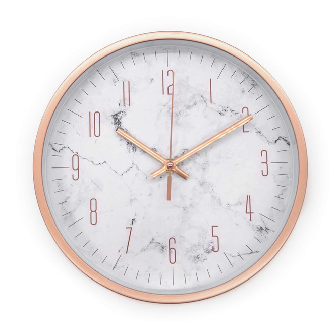 Wanduhr Kunststoff Rosé-Marmor-Optik Ø25cm