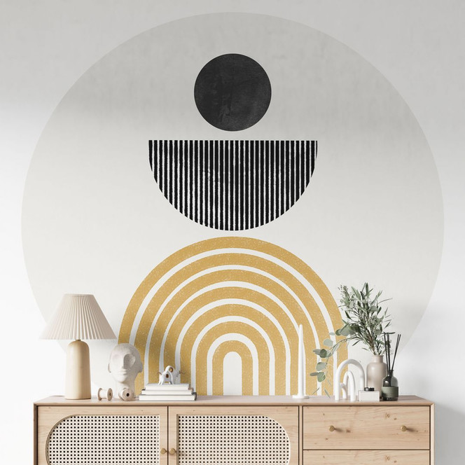 Fototapete Abstrakte Komposition mit Kreis und Halbbogen - The Miuus Studio - Rund - Selbstklebend/Vlies