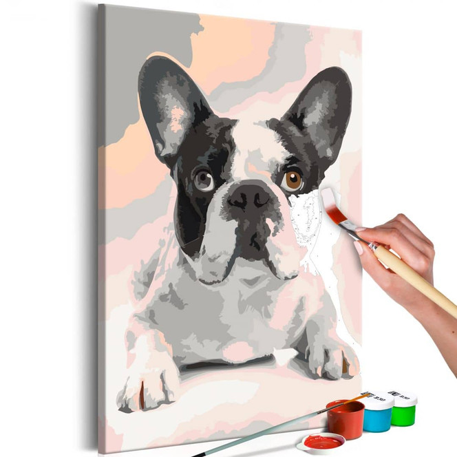 Malen nach Zahlen Leinwandbild - Französische Bulldogge - 40 x 50 cm - mit Keilrahmen - bespannt