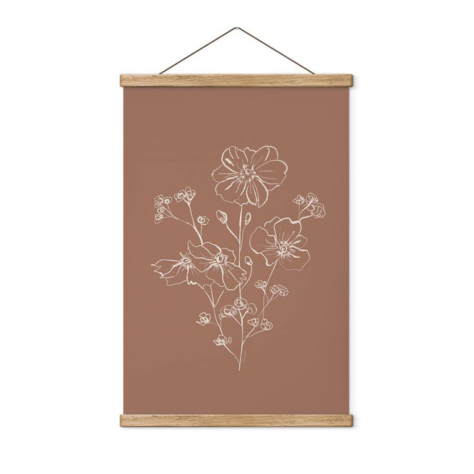 Stoffbild Wildrosenstrauss Mocha-Mousse - Anis Illustration