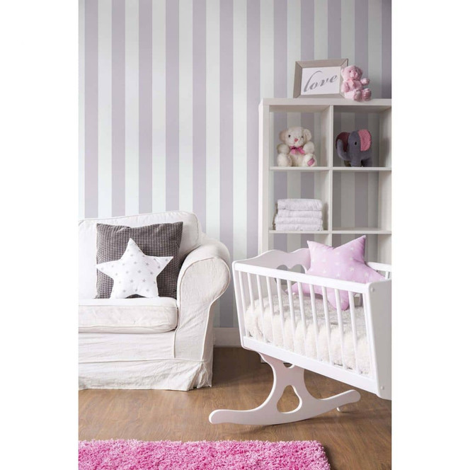 A.S. Création Kinderzimmertapete Little Love Vliestapete gestreift grau, weiss