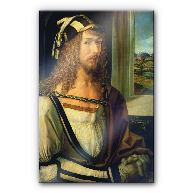Acrylglasbild Dürer - Selbstbildnis mit Landschaft