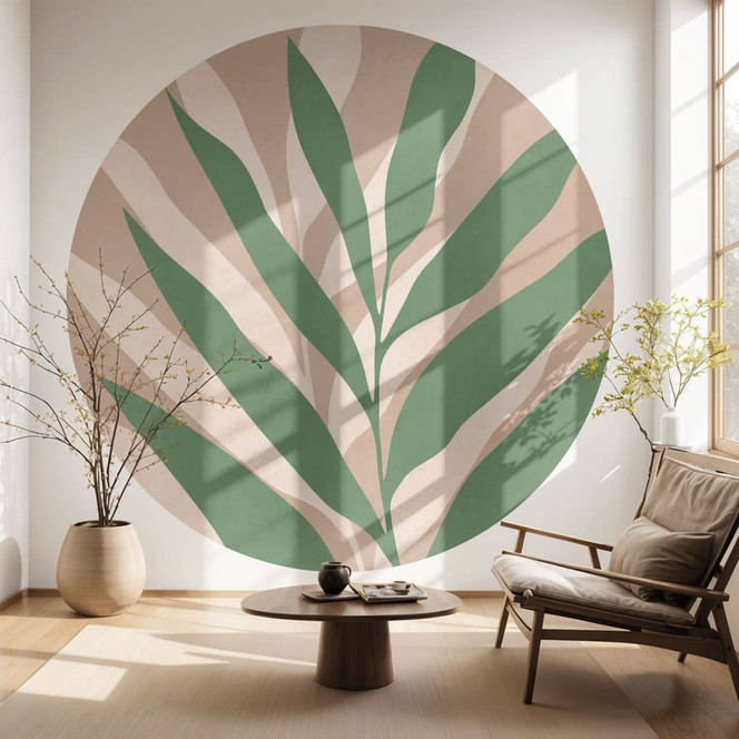 Fototapete Tropische Zweige im sanften Farbspiel - Costa - Rund - Selbstklebend/Vlies