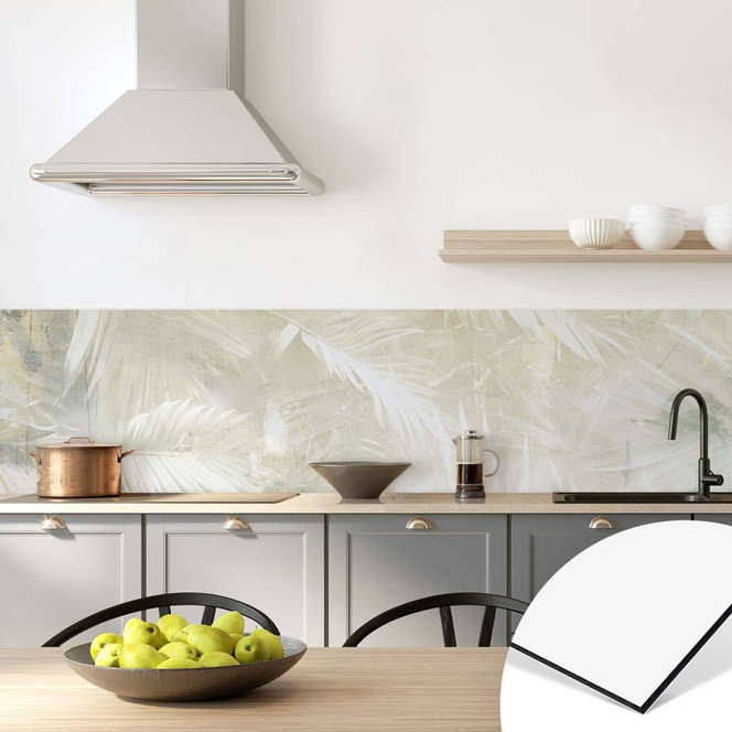 Küchenrückwand Abstrakte weisse Palmenblätter - Kulik