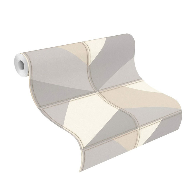 Rasch Vliestapete Club in Leder- Kacheloptik hellbeige