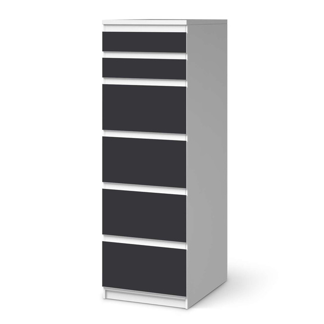 Klebefolie IKEA Malm Kommode 6 Schubladen (schmal) - Grau Dark- Bild 1
