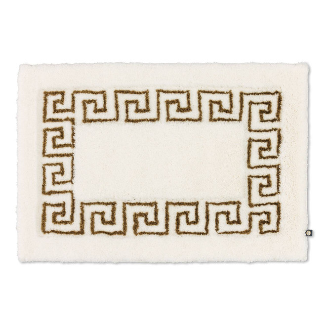 Mäander Badteppich Wunschmass in Natur/Goldlurex 936