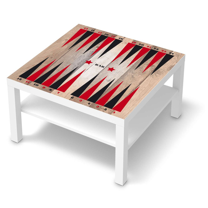 Möbelfolie IKEA Lack Tisch 78x78cm - Spieltisch Backgammon Schwarz-Rot- Bild 1