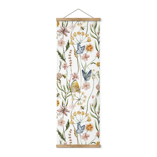 Stoffbild Frühlingswiese mit Schmetterlingen - UN Designs - Panorama