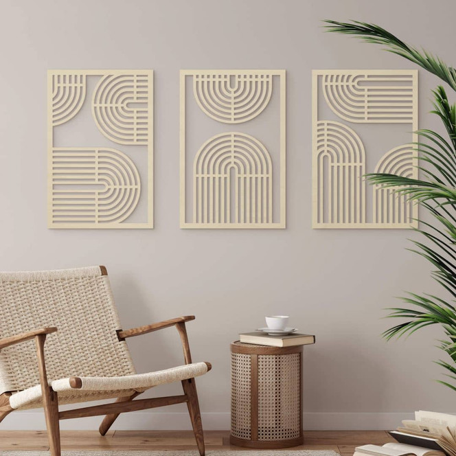 3D Holz-Wandpaneele Regenbogen - geometrisch (3-teilig) - Pappel