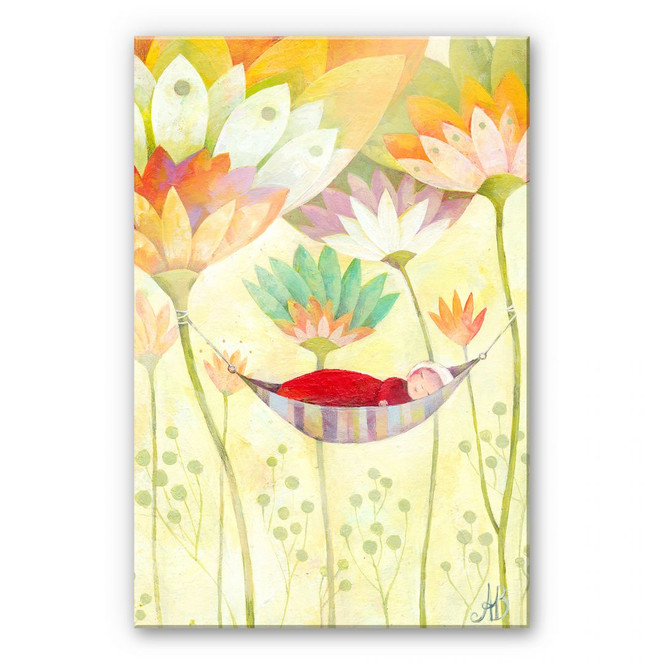 Acrylglasbild Blanz - Baby in Hängematte