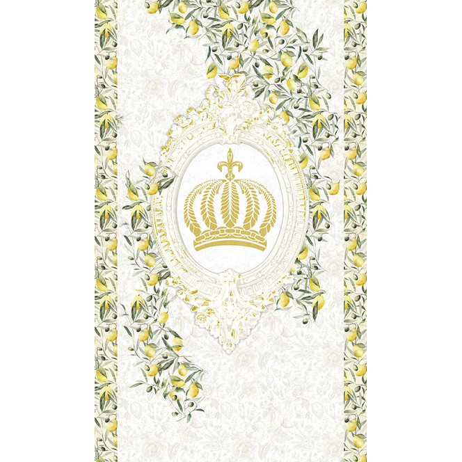 Fototapete Krone, Zitronen Floral Natur matt in Weiss für Wohnzimmer 2.70 x 1.59m