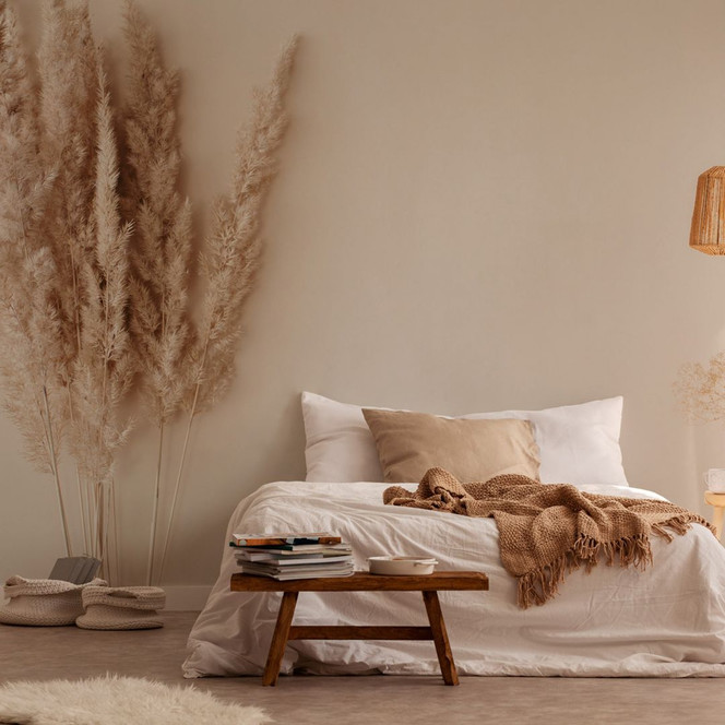 Fototapete Pampasgras Beige Natur 3.75 x 2.50 m - Vliestapete Boho Stil modern