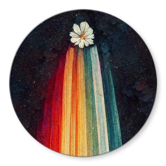 Glasbild Heine - Blumige Grüsse aus dem All - Astro Cruise - Rund