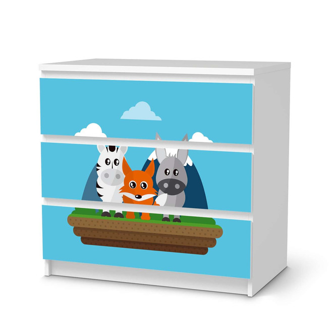 Klebefolie IKEA Malm Kommode 3 Schubladen - Zootiere- Bild 1
