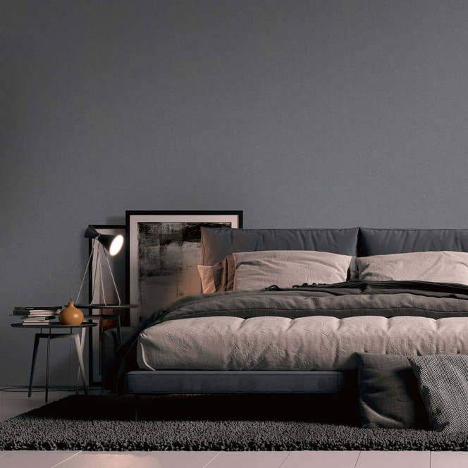 Vliestapete in Leinen-Optik Blau - Einfarbige Strukturtapete - Moderne Wandgestaltung