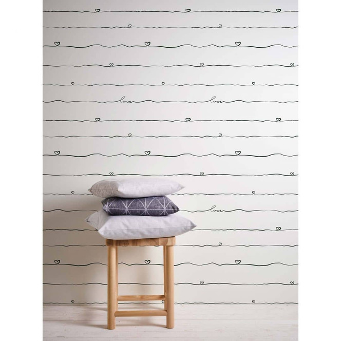 A.S. Création Kinderzimmertapete Little Love Vliestapete mit Herzen schwarz, weiss