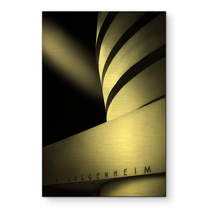 Alu-Dibond gebürstet mit Goldeffekt - Guggenheim Fassade Architektur - Ruiz Dueso