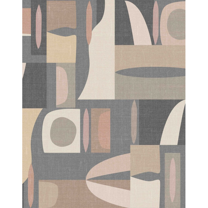 Fototapete Bildtapete Abstrakte Geometrie in Blau, Greige & Beige im Mid-Century Look 2.7 x 2.12 m