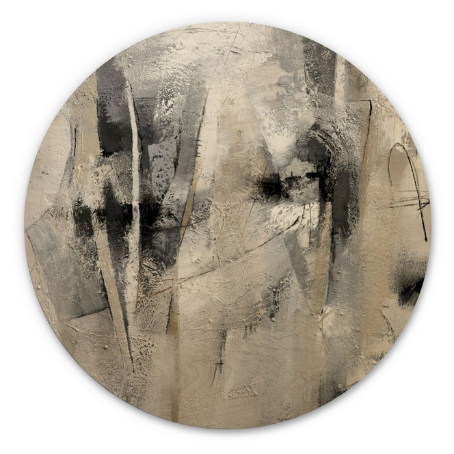 Holzbild Abstrakte Landschaft - Fedrau - Rund