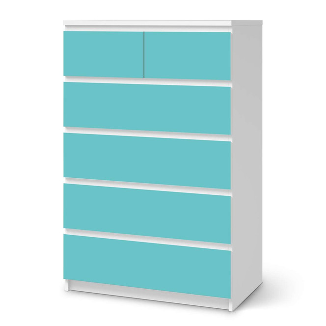 Möbel Klebefolie IKEA Malm Kommode 6 Schubladen (hoch) - Türkisgrün Light- Bild 1
