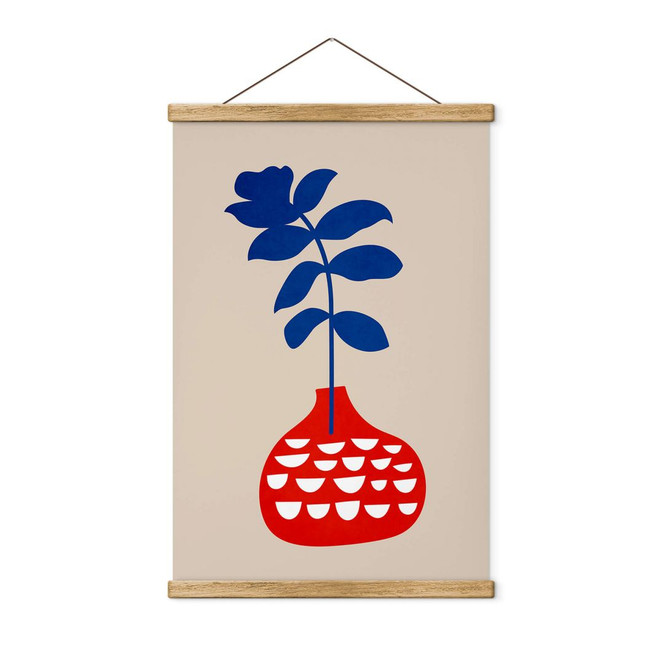 Stoffbild Kubistika - Wildblume in roter Vase