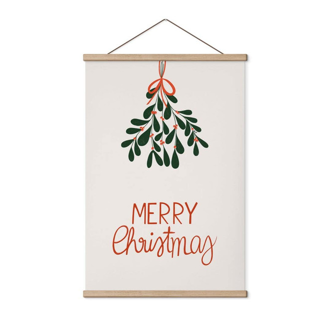 Stoffbild Weihnachten - Merry Christmas mit Mistelzweig - Lisboa