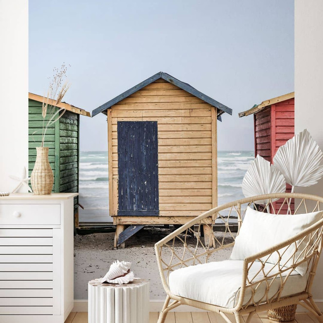 Strand Fototapete Küstencharme - Bunte Hütten am Meer - Shot by Clint