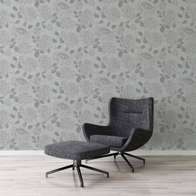 Tapete Floral Grau Silber - Vliestapete A.S. Création