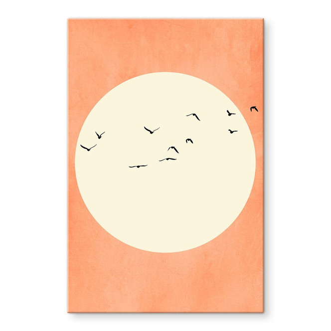 Acrylglasbild Vogelschwarm vor der warmen Sonne - Kubistika