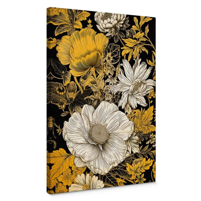 Blumen Leinwandbild - Blütenpracht in Ocker - Jaszke