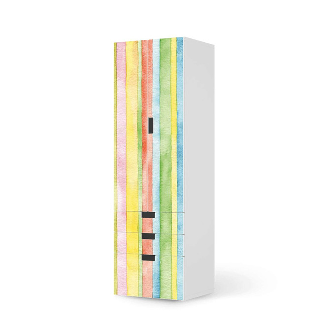 Klebefolie IKEA Stuva / Malad - 3 Schubladen und 2 grosse Türen - Watercolor Stripes- Bild 1