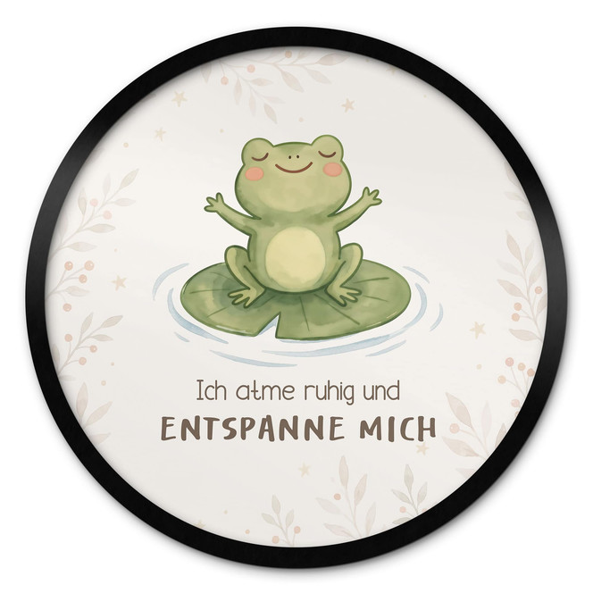 Rundes Kinder-Poster mit Frosch - "Ich atme ruhig"