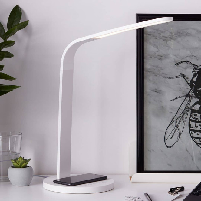 Tischleuchte Jannes, weiss, 38 x 18 x 36 cm, Nachttischlampe, dimmbar