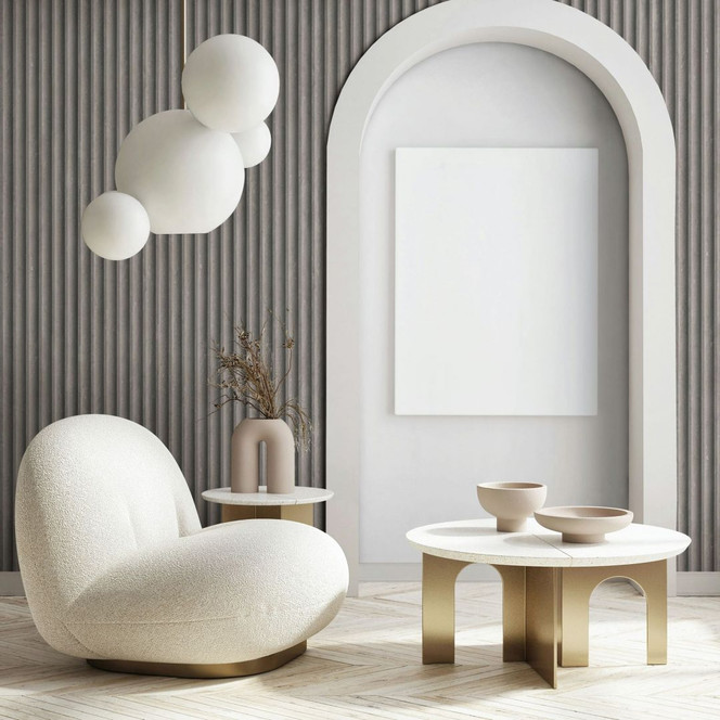 Vliestapete in Grau Braun 3D-Optik Akustikpaneel Optik Holz Streifen Klassisch