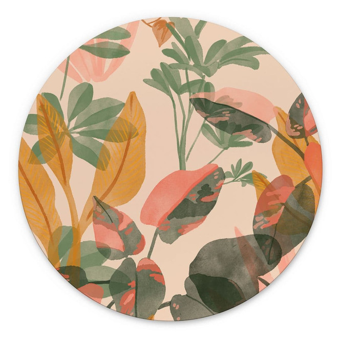 Wandbild Garten mit tropischen Pflanzen - Goed Blauw - Alu-Dibond Rund