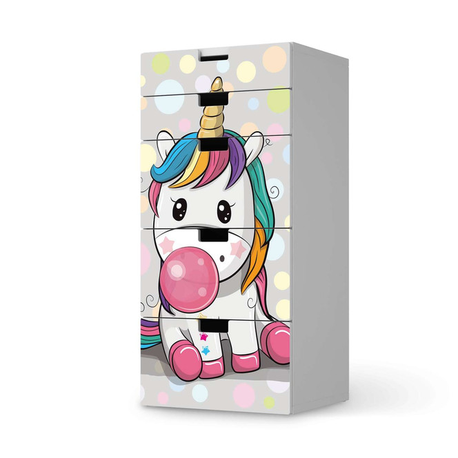 Möbel Klebefolie IKEA Stuva / Malad Kommode - 5 Schubladen - Rainbow das Einhorn- Bild 1