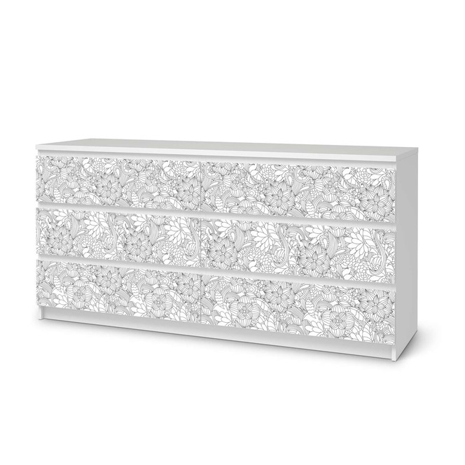 Möbelfolie IKEA Malm Kommode 6 Schubladen (breit) - Flower Lines 2- Bild 1