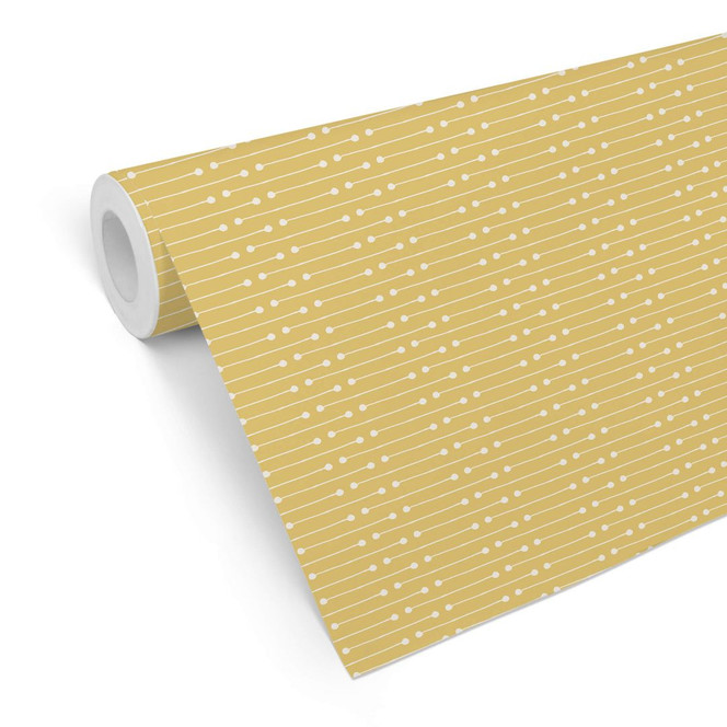 Mustertapete Striche und Punkte - gelb
