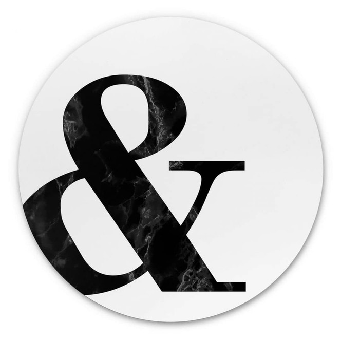 Alu-Dibond Black Marble Ampersand - Rund
