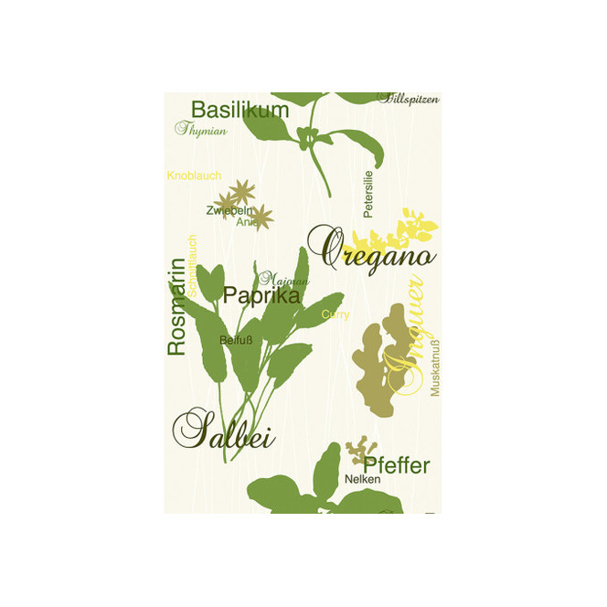 Livingwalls Wandtattoo pop.up Panel mit Kräutern Küche selbstklebend beige, gelb, grün