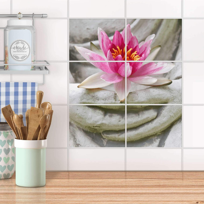 Fliesenfolie quer - Flower Buddha