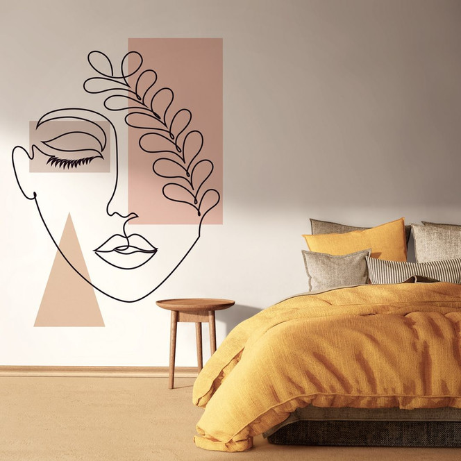 Fototapete mit Grafik, Vliestapete mit Gesichtsgrafik Weiss 2.70 x 1.59 cm