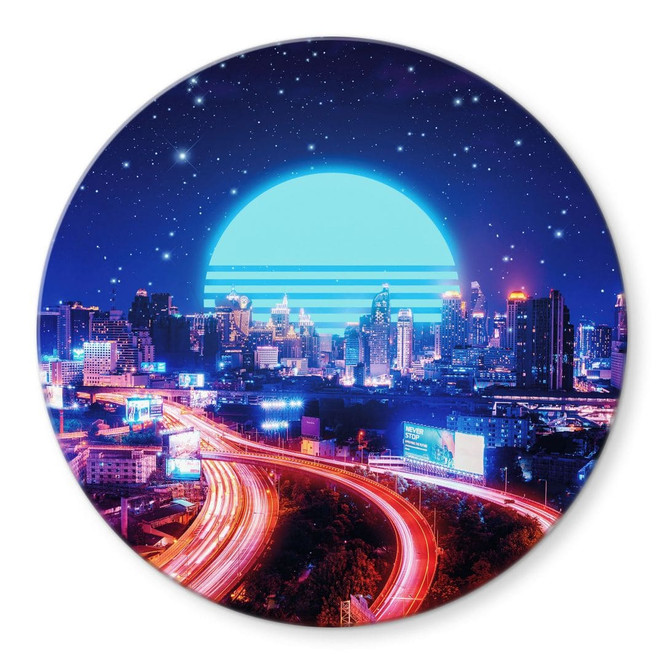 Glasbild Cyber City Bangkok - Takkar - Rund