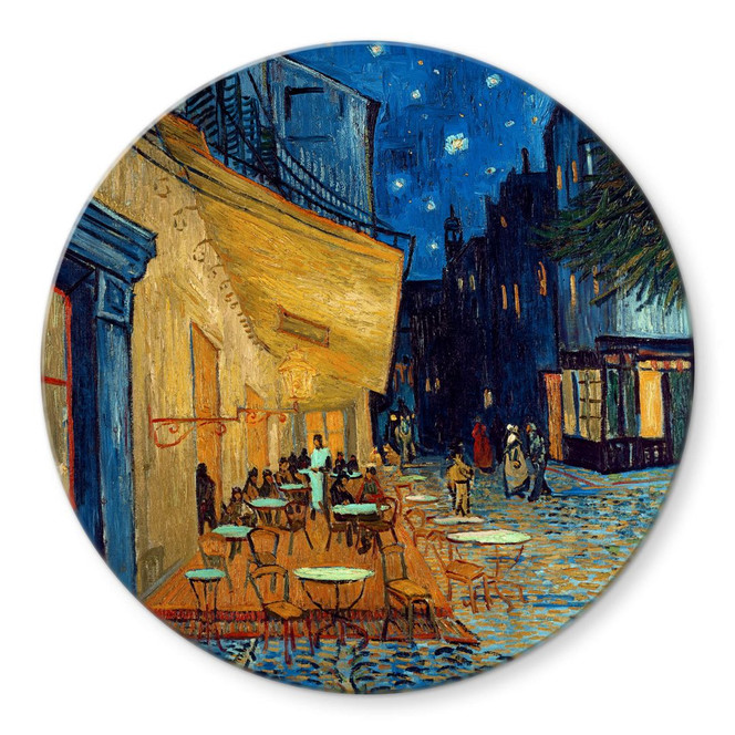 Glasbild van Gogh - Café Terrasse am Abend - Rund