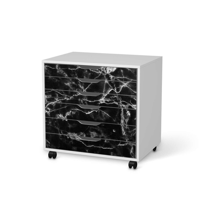 Möbelfolie IKEA Alex Rollcontainer 6 Schubladen - Marmor schwarz- Bild 1